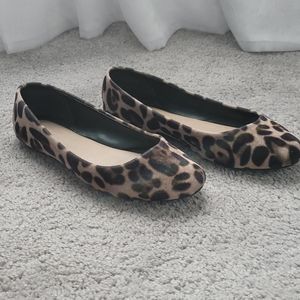 Leopard Print Velvet Feel Flats